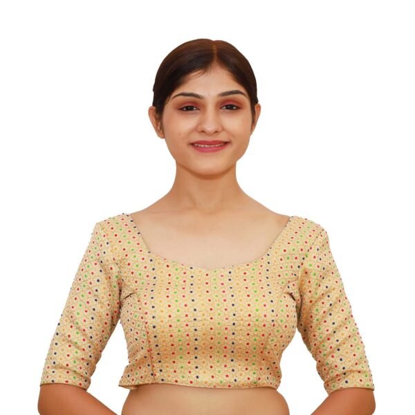 Gold Sweetheart Neck Blouse - Image 3
