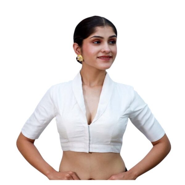 White Collar Padded Blouse - Image 4
