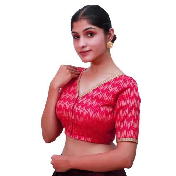 Rani Pink  Blouse with Short Sleeve - Image 2