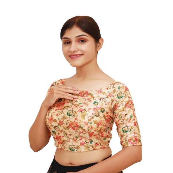 Multi Print Boat Neck Blouse