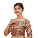 Print Boat Neck Blouse