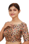 Print Boat Neck Blouse