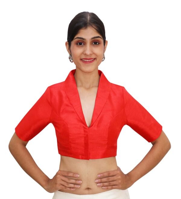 Red Collar Padded Blouse