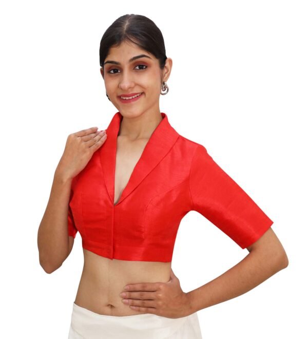 Red Collar Padded Blouse - Image 2
