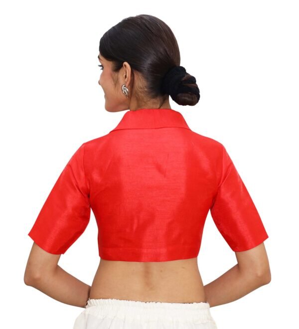 Red Collar Padded Blouse - Image 3