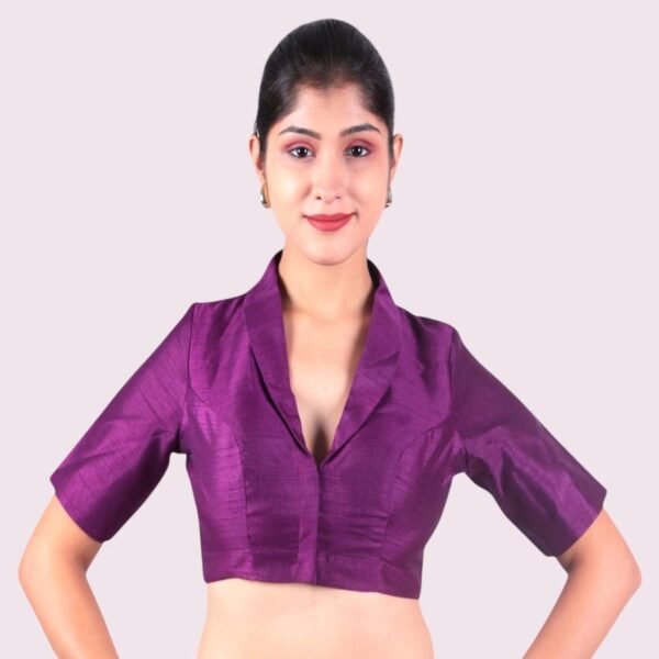 Purple Collar Padded Blouse - Image 4