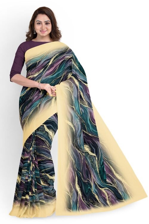 Premium Crepe Marble Print Saree